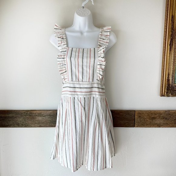 Billabong‎ Girls Cotton Dress Shirrin Ruffles Striped Country - Picture 1 of 5